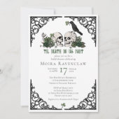 Invitation Til Death Do Us Part Mr and Mrs Skulls Green Roses (Devant)
