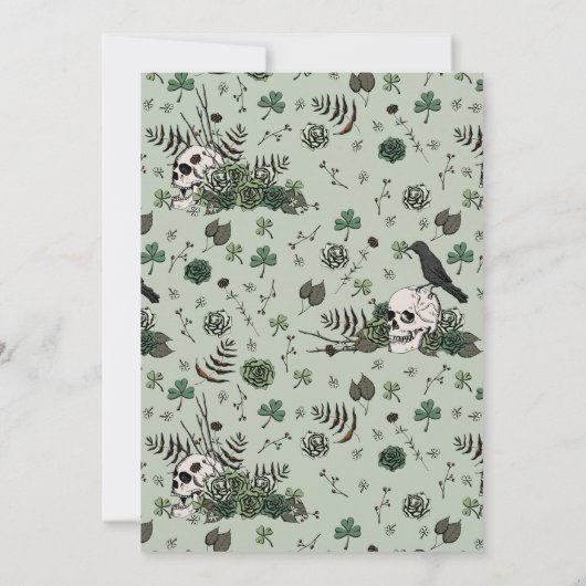 Invitation Til Death Do Us Part Mr and Mrs Skulls Green Roses (Dos)