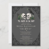 Invitation Til Death Do Us Part Mr and Mrs Skulls Green Roses (Devant)