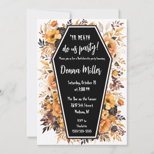 Invitation Til Death Do Us Party, Floral Bachelorette Party (Devant)