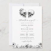 Invitation Til Death Gothic Skull Photo Black Floral Wedding (Devant)
