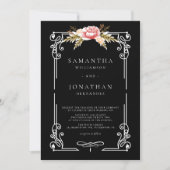Invitation Til Death Gothique Black Floral Mariage (Devant)