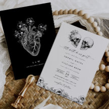 Til Death Gothique Crâne noir foncé Mariage floral