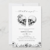 Invitation Til Death Gothique Floral Crâne noir Fête des mari (Devant)