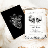 Invitation Til Death Gothique Floral Crâne noir Fête des mari