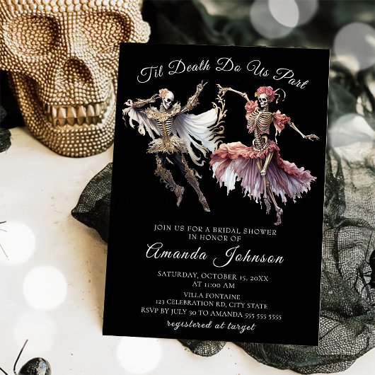 Invitation Til Death Gothique Squelette Halloween Fête des ma