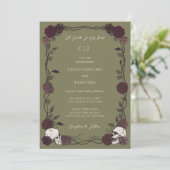Invitation Til Death Olive Green Gothic Rose Wedding (Debout devant)