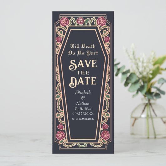 Invitation Till Death Do Us Part Blue Goth Save Date (Debout devant)