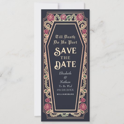 Invitation Till Death Do Us Part Blue Goth Save Date (Devant)