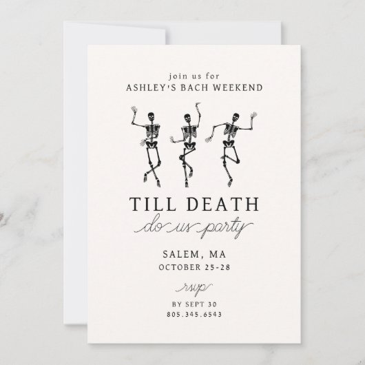 Invitation Till Death Do Us Party Bachelorette Week-end (Devant)