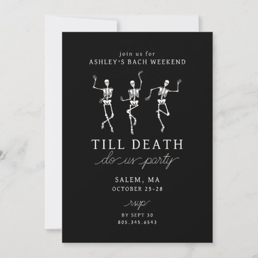 Invitation Till Death Do Us Party Bachelorette Week-end (Devant)