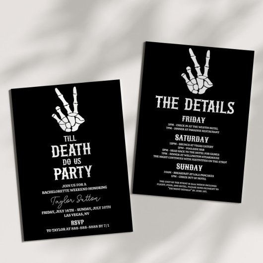 Invitation Till Death Do Us Party Bachelorette Weekend Party