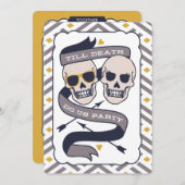 Invitation Till Death Do Us Party - Mariage bleu argent (Devant / Derrière)