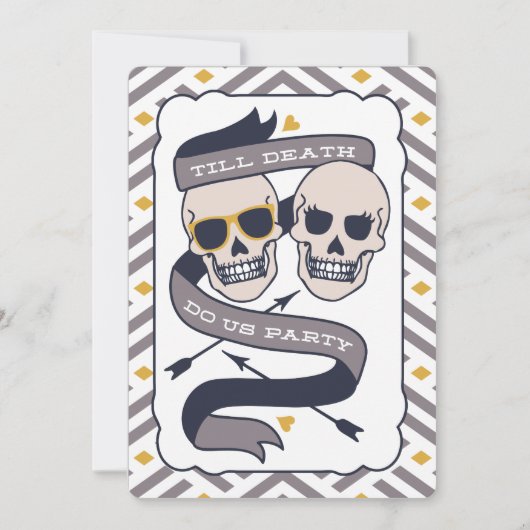 Invitation Till Death Do Us Party - Mariage bleu argent (Devant)