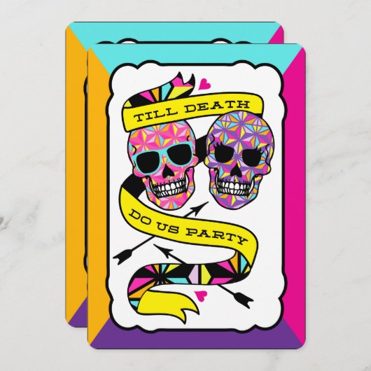 Invitation Till Death Do Us Party - Neon Mariage (vide) (Devant / Derrière)