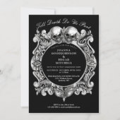 Invitation Till Death Gothic Skuls Monogramme Engagement (Devant)