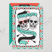Invitation Till Death - Mariage Turquoise et Orange (Devant / Derrière)