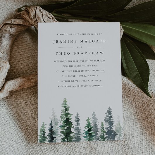 Invitation Timber Grove | Mariage en forêt d'hiver persistant