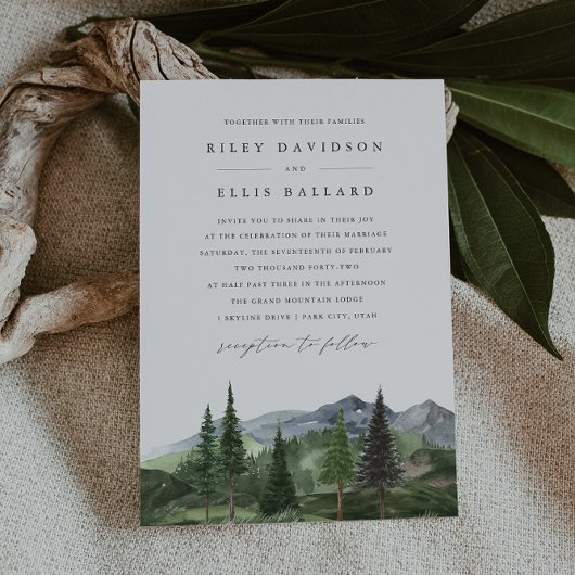 Invitation Timberline | Watercolor Forest & Mountain Wedding