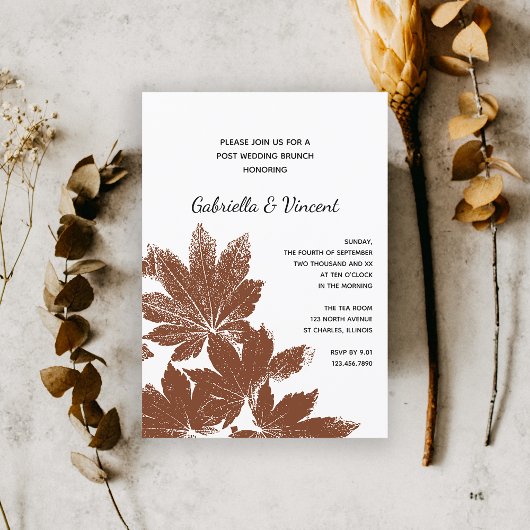 Invitation Timbre de feuille de automne marron pour le brunch