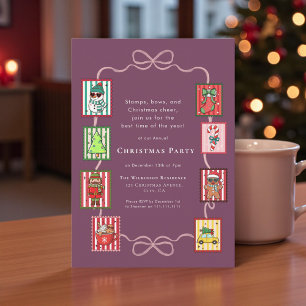 Invitation Timbre de Noël Coquette Fantaisiste Fête festive