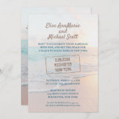 Invitation Timbre De Passeport De Mariage De Plage À La Maiso (Devant / Derrière)