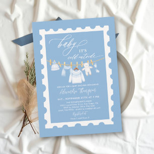 Invitation Timbre Froid Dehors Fête De Bébé Garçon Hiver
