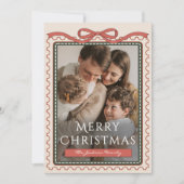 Invitation Timbre rétro de Noël Coquette Photo de famille  (Devant)