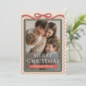 Invitation Timbre rétro de Noël Coquette Photo de famille  (Debout devant)