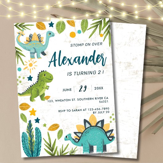 Invitation Timbre sur les enfants Tyrannosaurus Dinosaur Anni