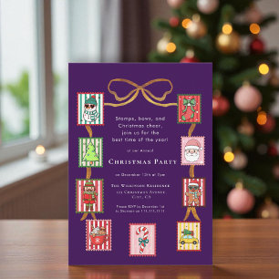 Invitation Timbres de Noël Coquette fête de fin d'année