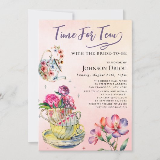 Invitation Time For Tea Bridal Shower Party (Devant)