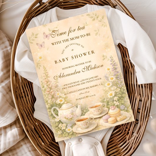 Invitation Time for Tea Garden Baby Shower