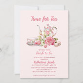 Invitation Time for Tea Pink Floral Tea Party Bridal Shower  (Devant)