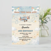 Invitation Time To Fly Airplane Birthday  (Debout devant)