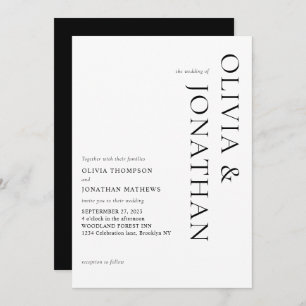 Invitation Timeles Elegant Classic Mariage noir et blanc