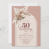 Invitation Timeless Arch Powder Pink Pampas Floral 50 Fifity (Devant)