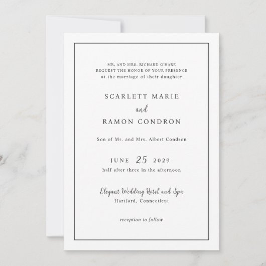 Invitation Timeless Black and White QR Code Elegant Wedding (Devant)