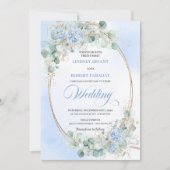 Invitation Timeless Blue Hydrangea Eucalyptus Wedding Invite (Devant)
