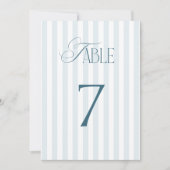 Invitation Timeless Blue Stripes Wedding Table Number 7 Sign (Devant)