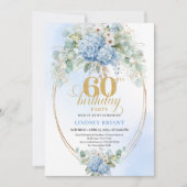 Invitation Timeless Bohemian Light Blue Floral 60th Birthday (Devant)