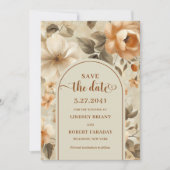 Invitation Timeless Boho Copper Beige Floral Save The Date (Devant)