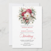 Invitation Timeless Boho Crimson Red Blush Gold Wedding Invit (Devant)