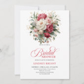 Invitation Timeless Boho Ruby Red Blush Gold Bridal Shower (Devant)