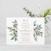 Invitation Timeless Christmas Holly Branches Mariage photo (Debout devant)