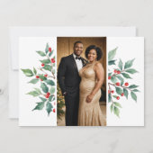Invitation Timeless Christmas Holly Branches Mariage photo (Dos)