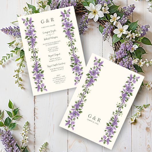 Invitation Timeless Classic Lilac Flowers Branches Wedding