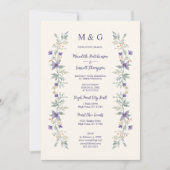 Invitation Timeless Classic Purple Flowers Branches Wedding (Devant)