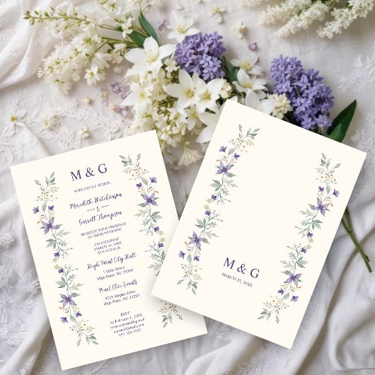 Invitation Timeless Classic Purple Flowers Branches Wedding