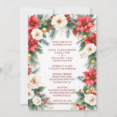 Invitation Timeless Elegant Christmas Wedding Wreath Photo (Devant)